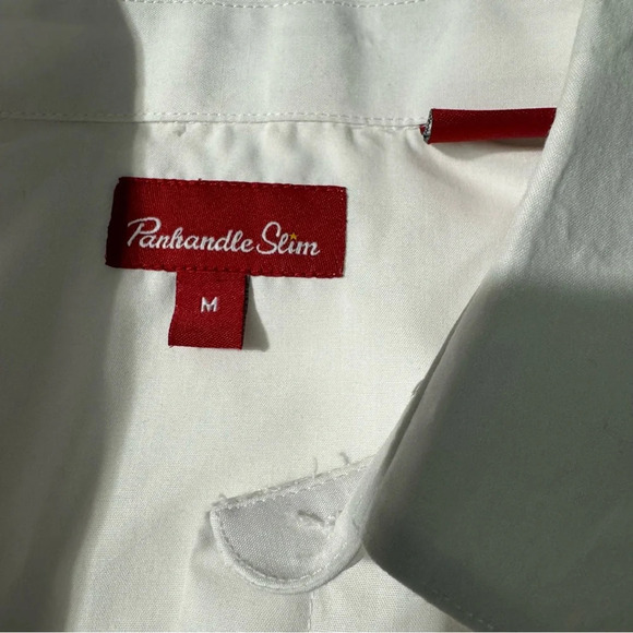 Panhandle Slim Western Snap Down Shirt White Square Pearl Looking  Snaps Medium - Picture 12 of 15